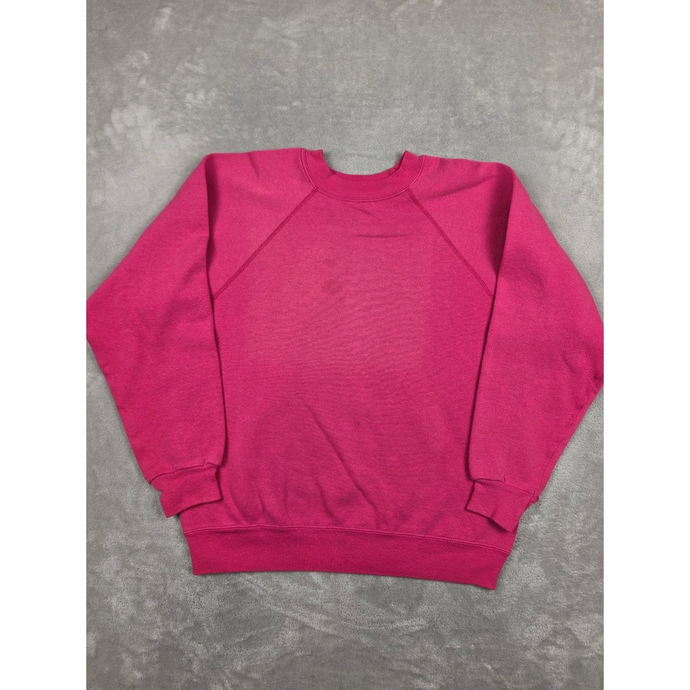 Vintage The Sweatshirt Company Pullover Women Small Pink Raglan USA Made Blank